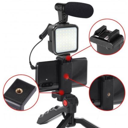 Kit Vlogger Pro Tout-en-1 – Éclairage Bi-Color & Micro pour TikTok, Reels et YouTube
