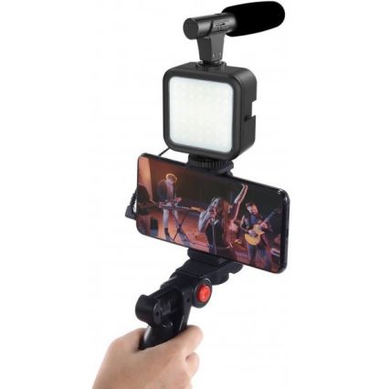 Kit Vlogger Pro Tout-en-1 – Éclairage Bi-Color & Micro pour TikTok, Reels et YouTube